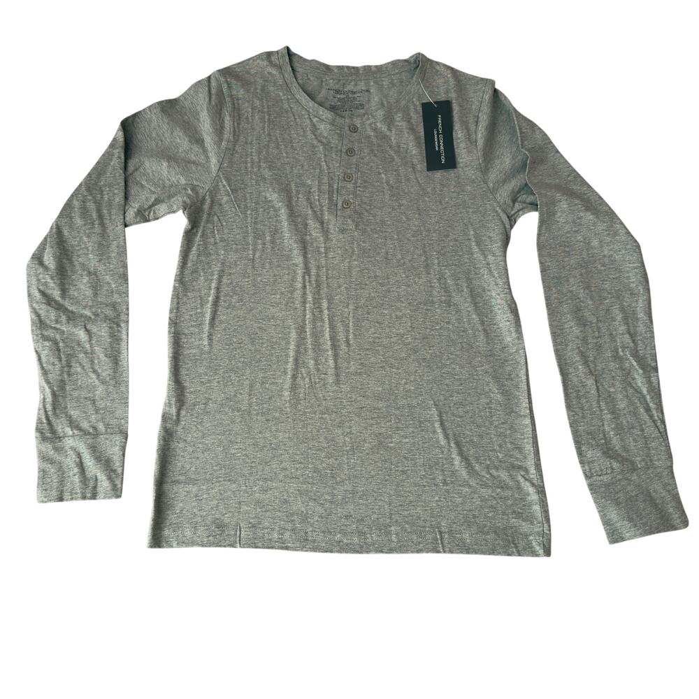 French Connection Men’s Henley Long Sleeve Shirt Gray Size S French Connection